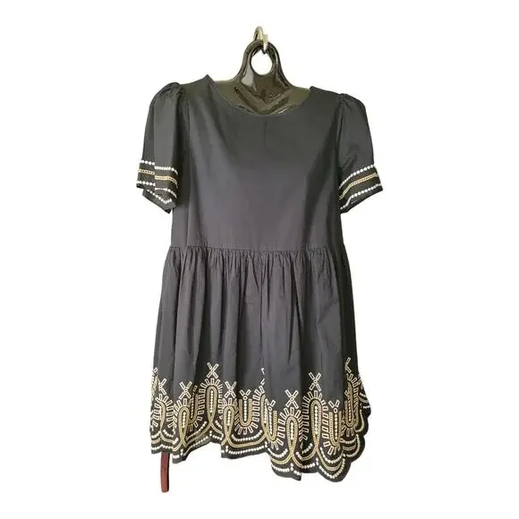 Madewell | Dresses | Madewell Mini Dress Womens Size 6 Black Embroidered  Eyelet Puffsleeve | Poshmark